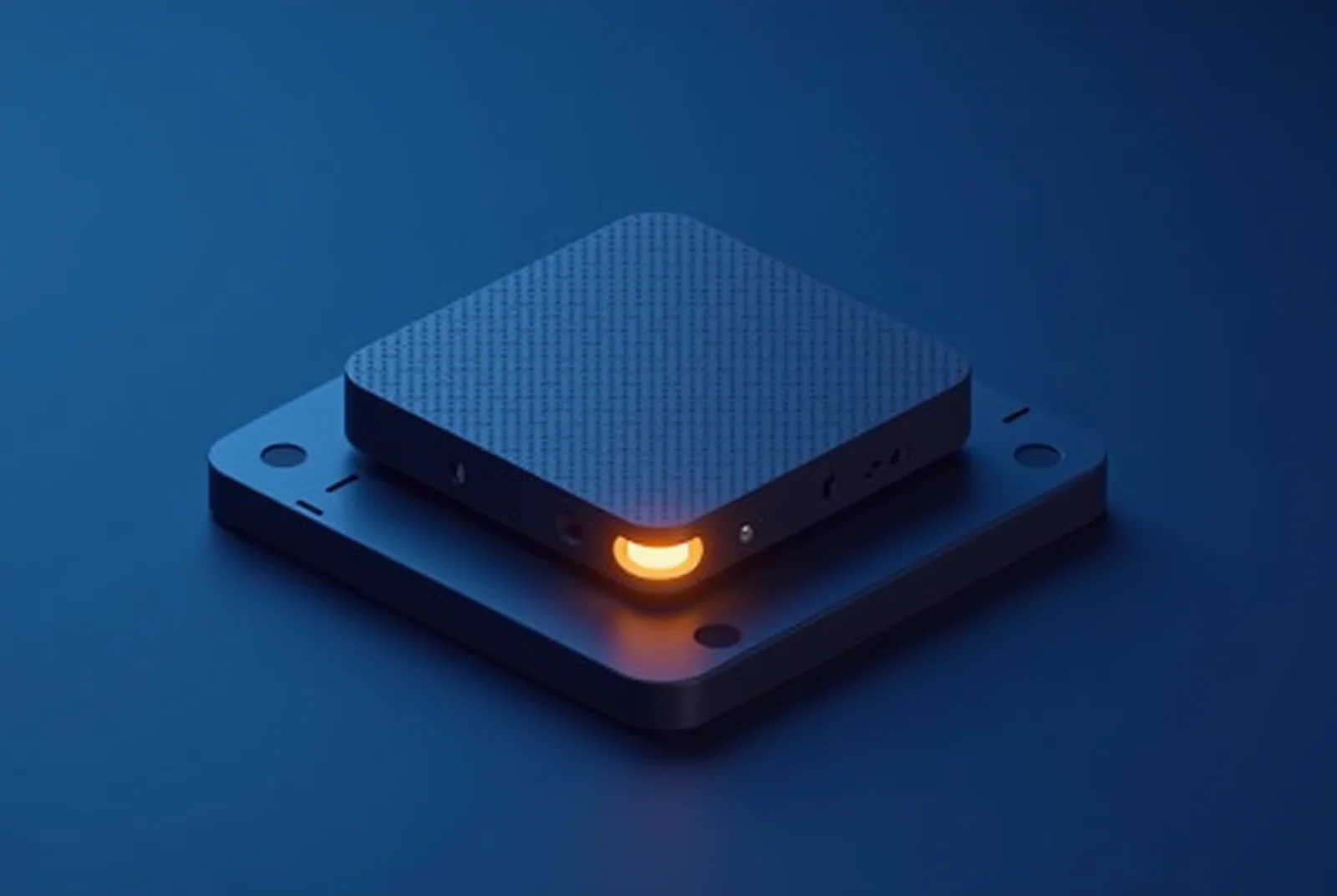 Stylised isometric illustration of an operating platform with one leaking seam of light where control escapes